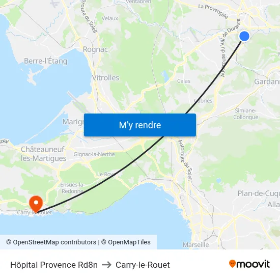 Hôpital Provence Rd8n to Carry-le-Rouet map