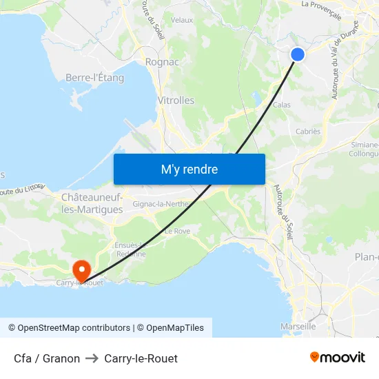 Cfa / Granon to Carry-le-Rouet map