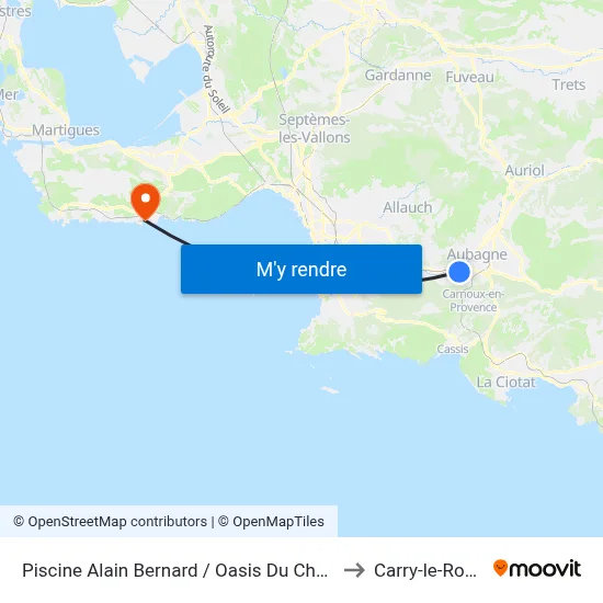 Piscine Alain Bernard / Oasis Du Charrel to Carry-le-Rouet map