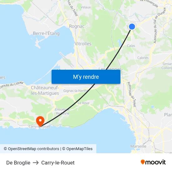 De Broglie to Carry-le-Rouet map