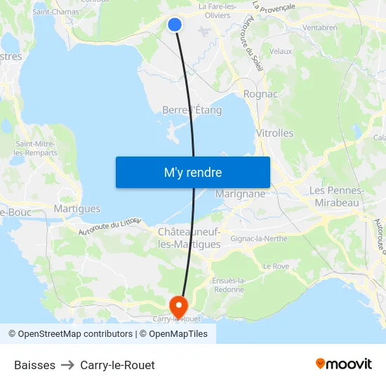 Baisses to Carry-le-Rouet map