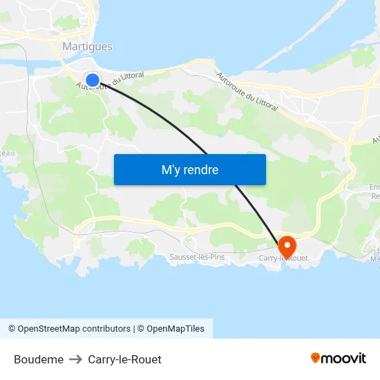 Boudeme to Carry-le-Rouet map