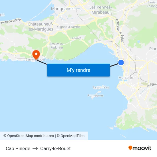 Cap Pinède to Carry-le-Rouet map