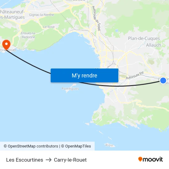 Les Escourtines to Carry-le-Rouet map