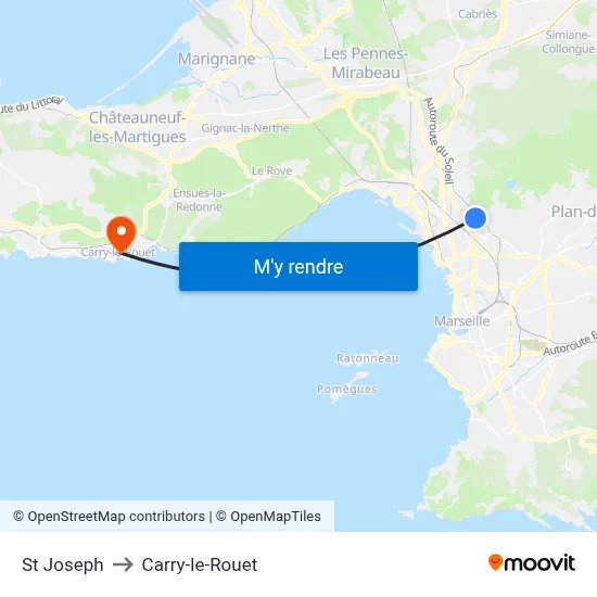 St Joseph to Carry-le-Rouet map