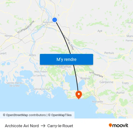 Archicote Avi Nord to Carry-le-Rouet map