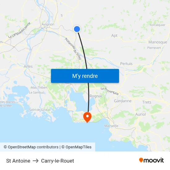 St Antoine to Carry-le-Rouet map