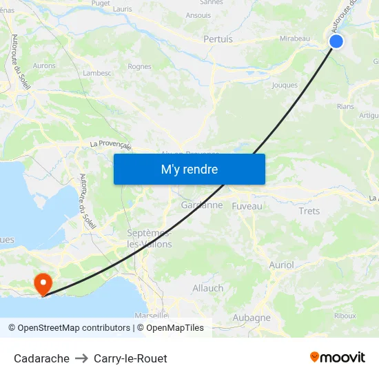 Cadarache to Carry-le-Rouet map