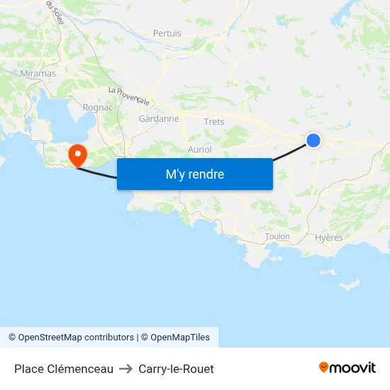 Place Clémenceau to Carry-le-Rouet map