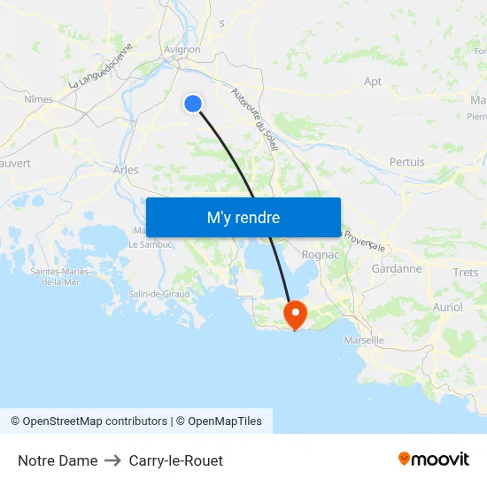 Notre Dame to Carry-le-Rouet map