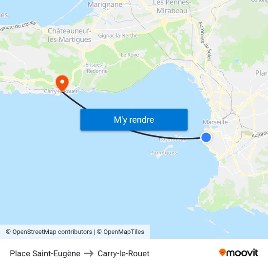 Place Saint-Eugène to Carry-le-Rouet map