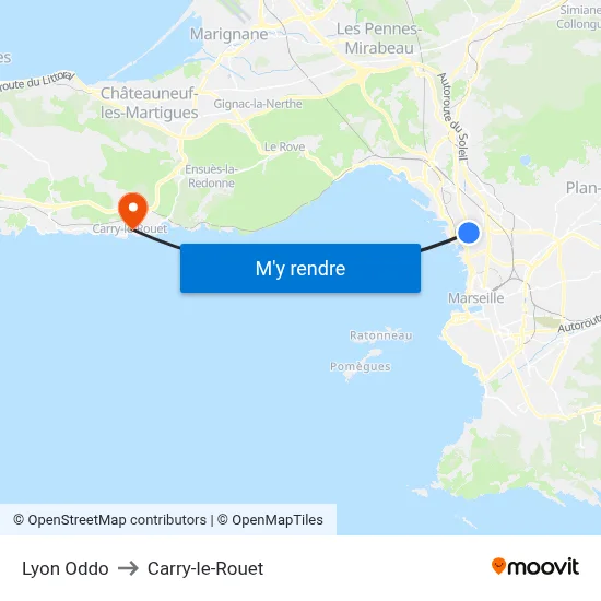 Lyon Oddo to Carry-le-Rouet map