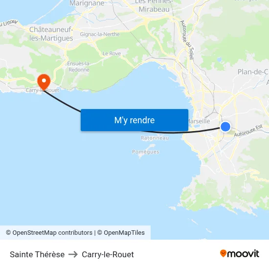 Sainte Thérèse to Carry-le-Rouet map
