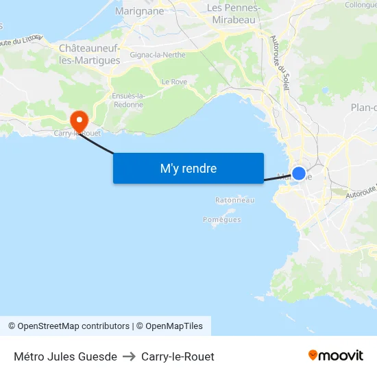 Métro Jules Guesde to Carry-le-Rouet map
