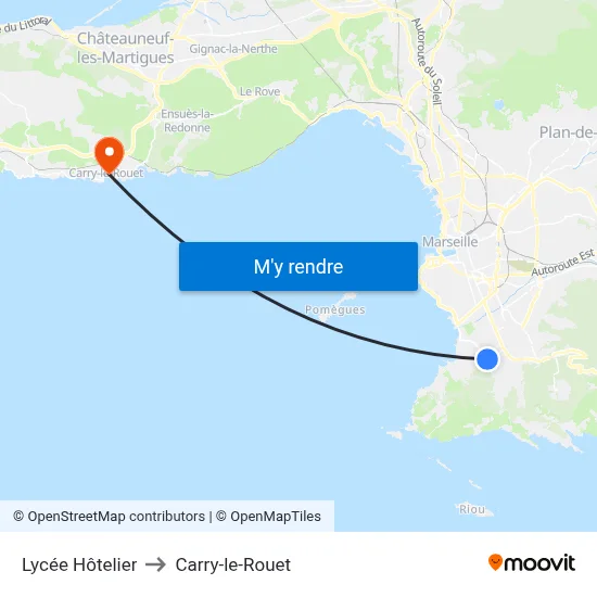 Lycée Hôtelier to Carry-le-Rouet map