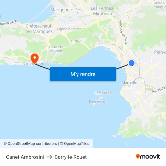 Canet Ambrosini to Carry-le-Rouet map