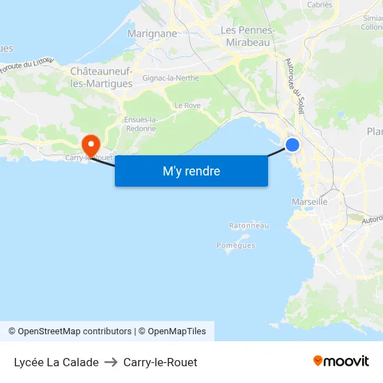 Lycée La Calade to Carry-le-Rouet map
