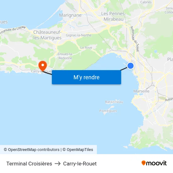 Terminal Croisières to Carry-le-Rouet map
