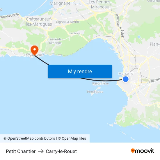 Petit Chantier to Carry-le-Rouet map