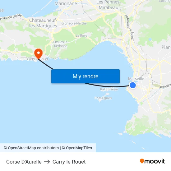 Corse D'Aurelle to Carry-le-Rouet map