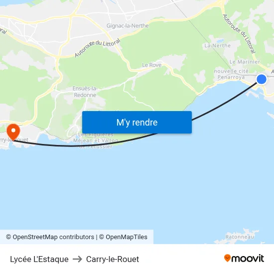 Lycée L'Estaque to Carry-le-Rouet map