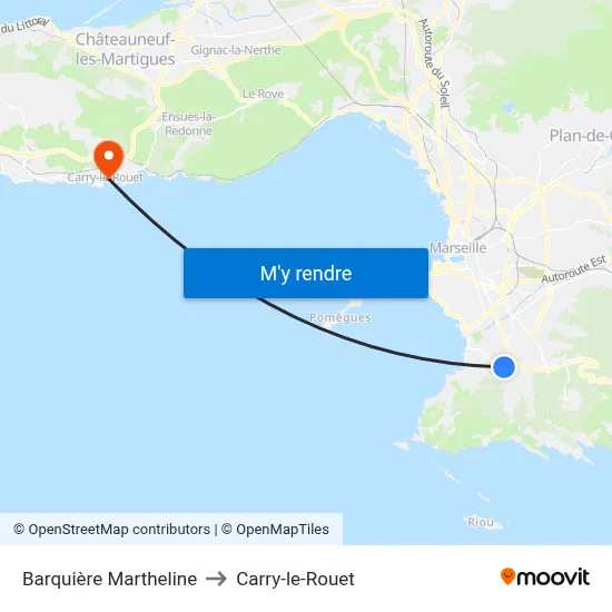 Barquière Martheline to Carry-le-Rouet map