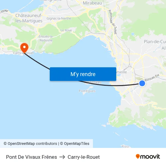 Pont De Vivaux Frênes to Carry-le-Rouet map