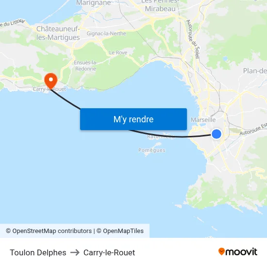 Toulon Delphes to Carry-le-Rouet map