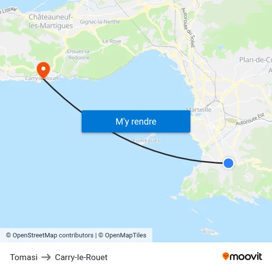 Tomasi to Carry-le-Rouet map