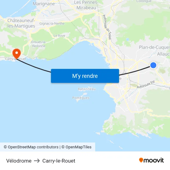 Vélodrome to Carry-le-Rouet map