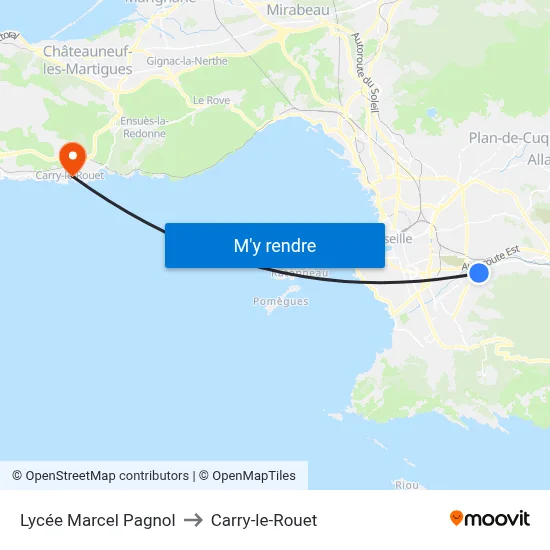 Lycée Marcel Pagnol to Carry-le-Rouet map