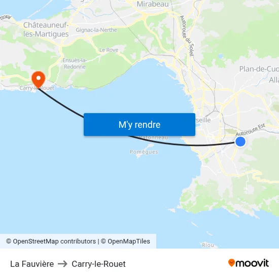 La Fauvière to Carry-le-Rouet map
