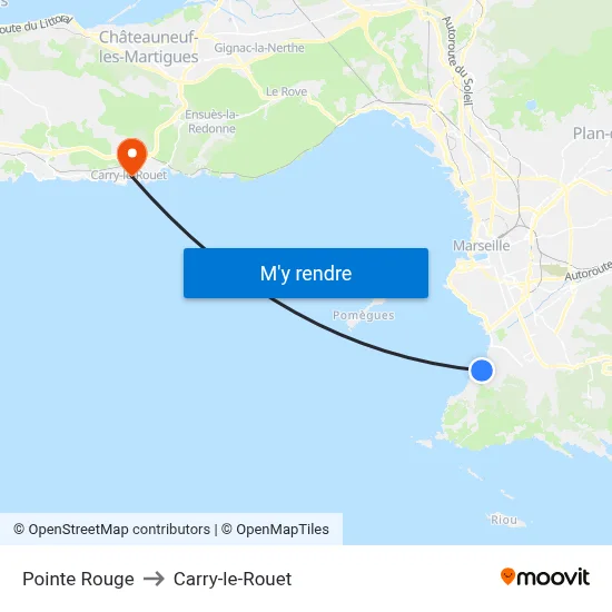 Pointe Rouge to Carry-le-Rouet map