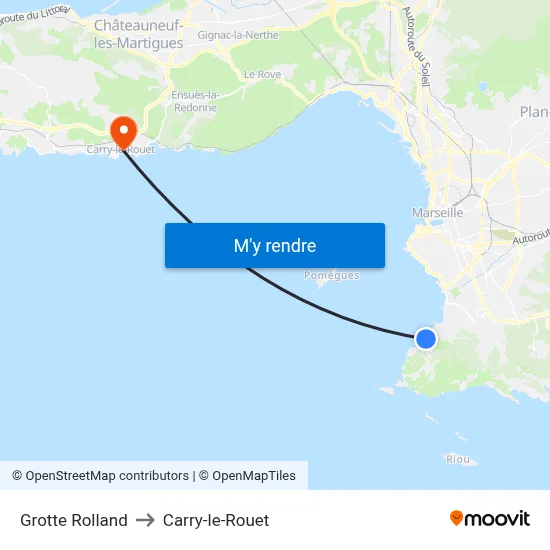 Grotte Rolland to Carry-le-Rouet map
