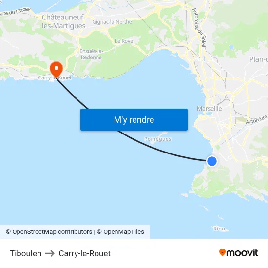 Tiboulen to Carry-le-Rouet map