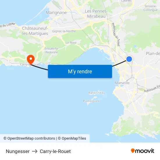 Nungesser to Carry-le-Rouet map