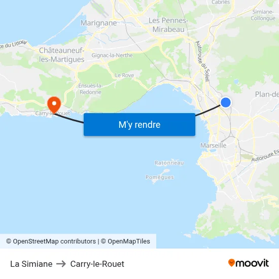 La Simiane to Carry-le-Rouet map