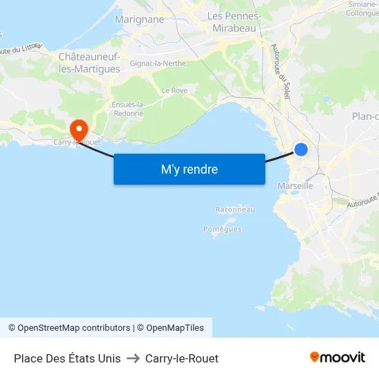 Place Des États Unis to Carry-le-Rouet map
