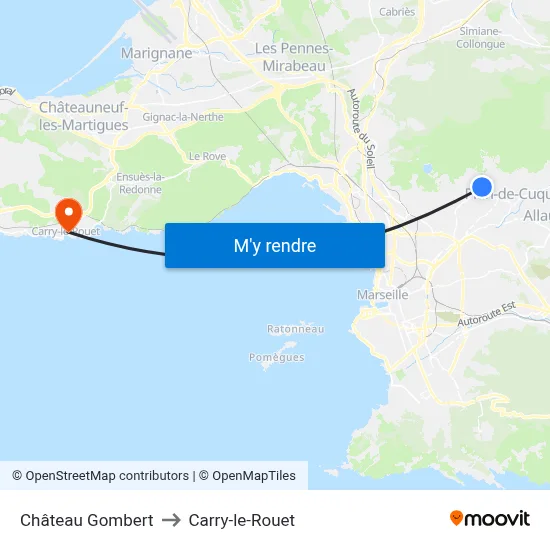 Château Gombert to Carry-le-Rouet map
