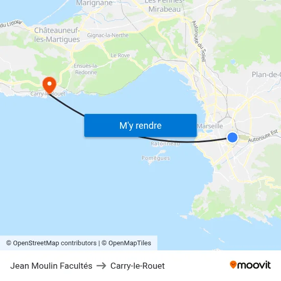 Jean Moulin Facultés to Carry-le-Rouet map
