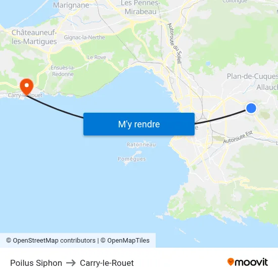 Poilus Siphon to Carry-le-Rouet map