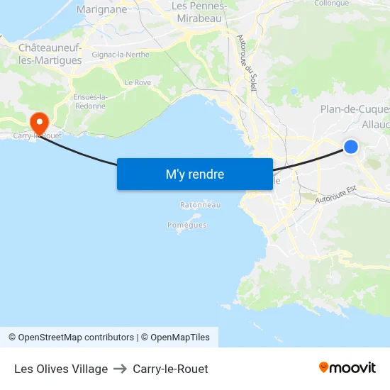 Les Olives Village to Carry-le-Rouet map