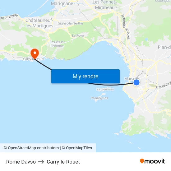 Rome Davso to Carry-le-Rouet map