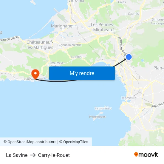 La Savine to Carry-le-Rouet map