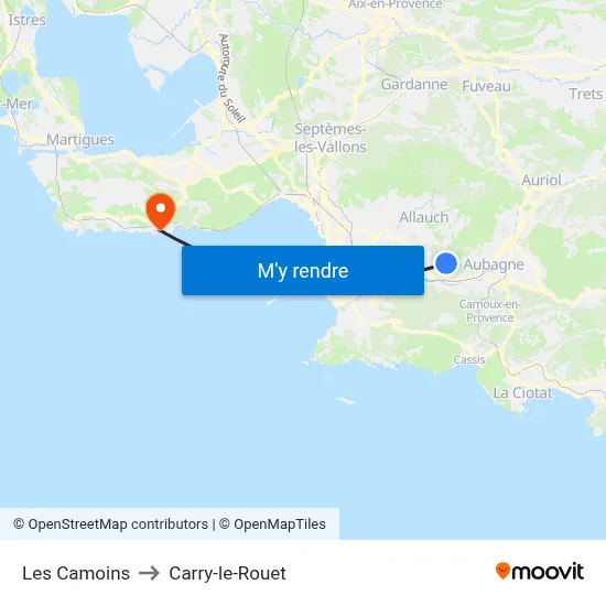 Les Camoins to Carry-le-Rouet map