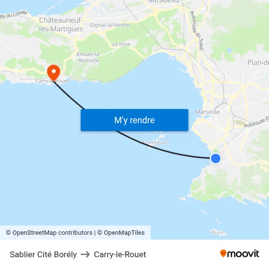 Sablier Cité Borély to Carry-le-Rouet map