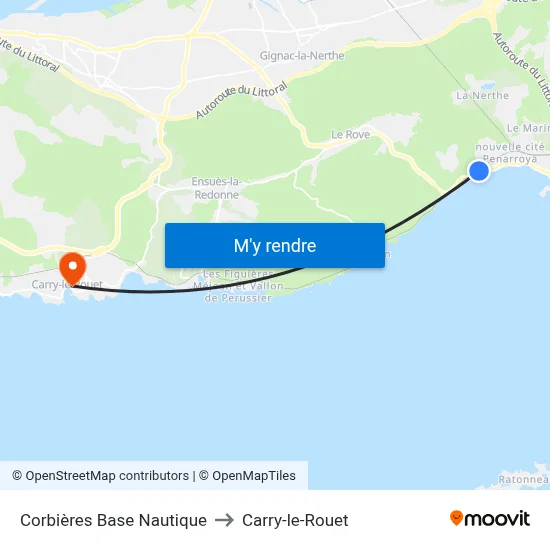 Corbières Base Nautique to Carry-le-Rouet map