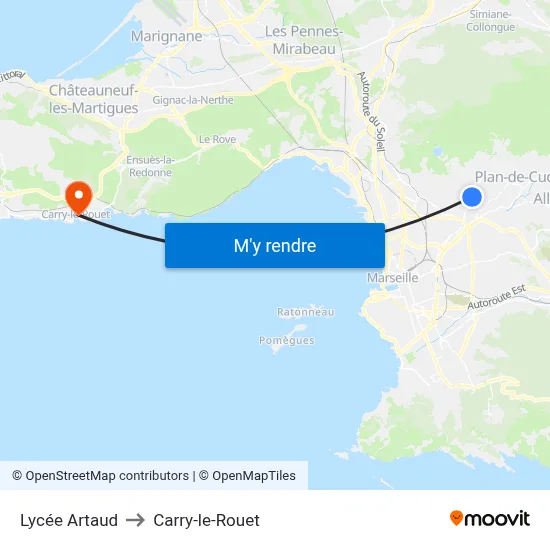 Lycée Artaud to Carry-le-Rouet map