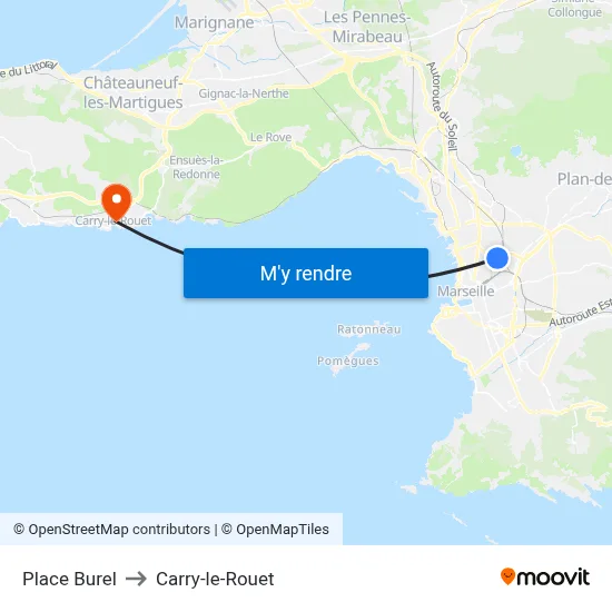 Place Burel to Carry-le-Rouet map