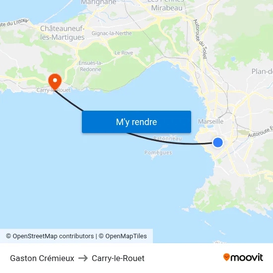 Gaston Crémieux to Carry-le-Rouet map